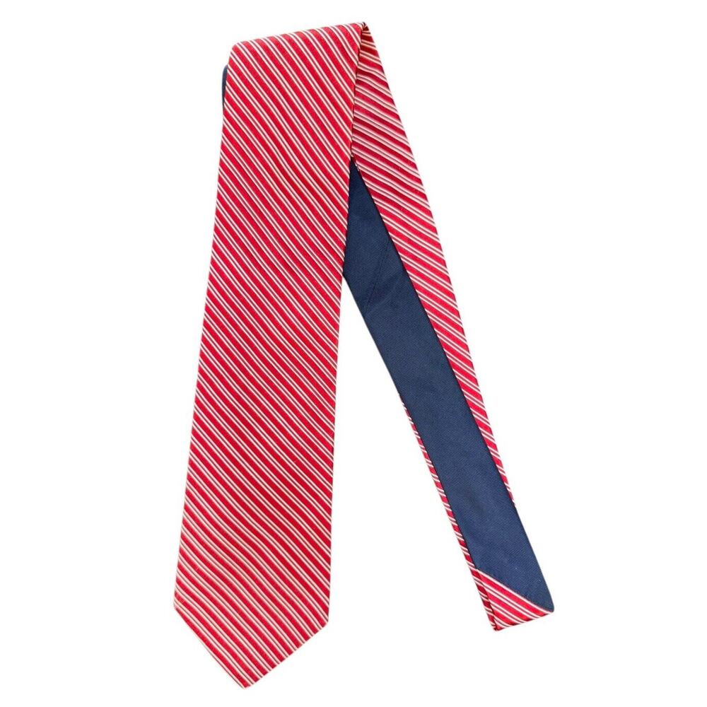 NWT Tommy Hilfiger Vintage 100%‎ Silk Necktie Red White Stripe Made In USA
